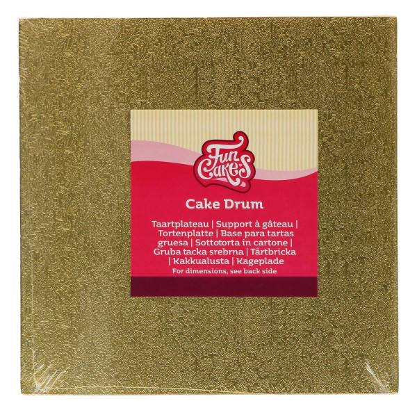 FunCakes Cake Drum - Tortenplatte - Quadratisch 33 cm Gold