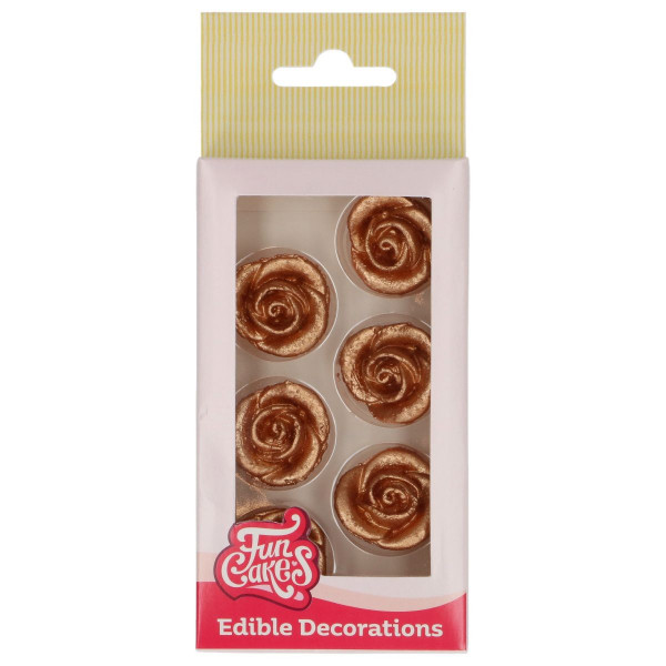 FunCakes - Zucker Dekorationen - Rosen Bronze Gold